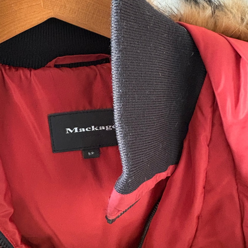 Mackage Red Ski Jacket with Faux Fur Trim - Picture 3 of 3